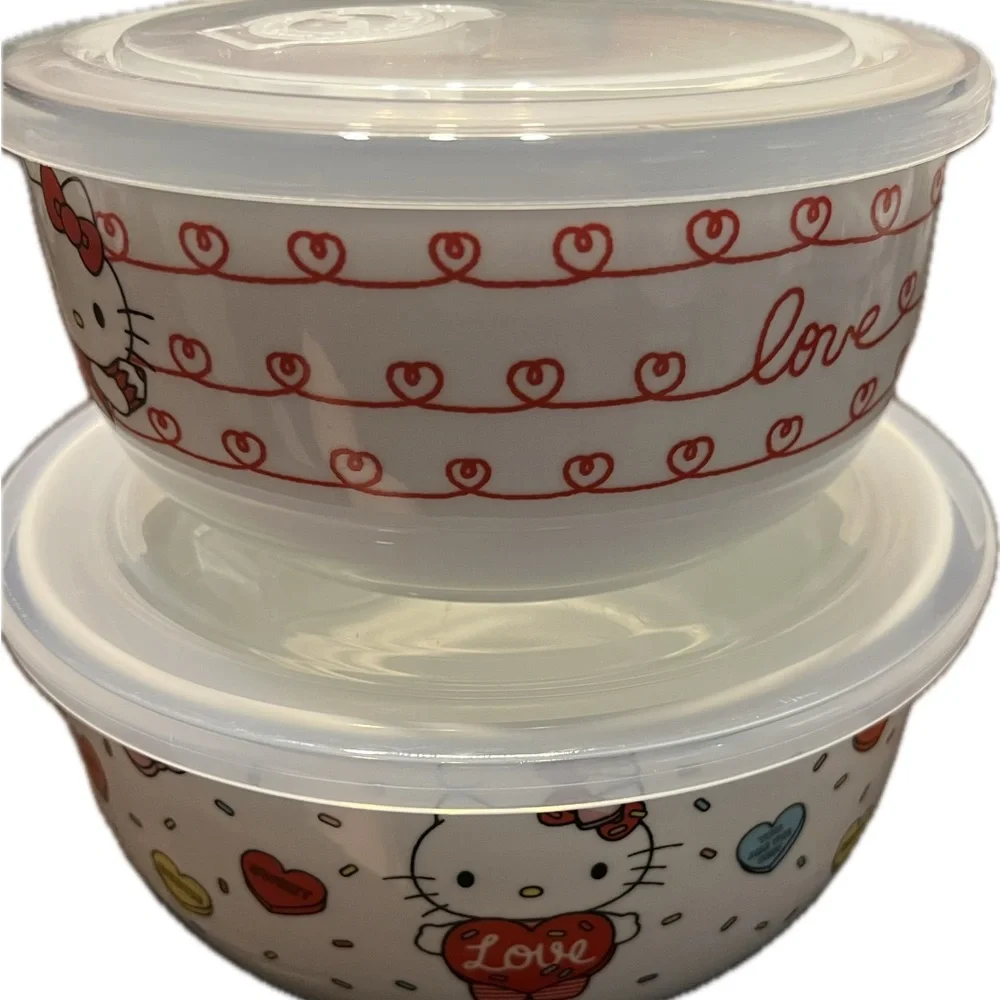 Hello Kitty Love Conversation Candy Nesting Bowls with Pressure Release Lids